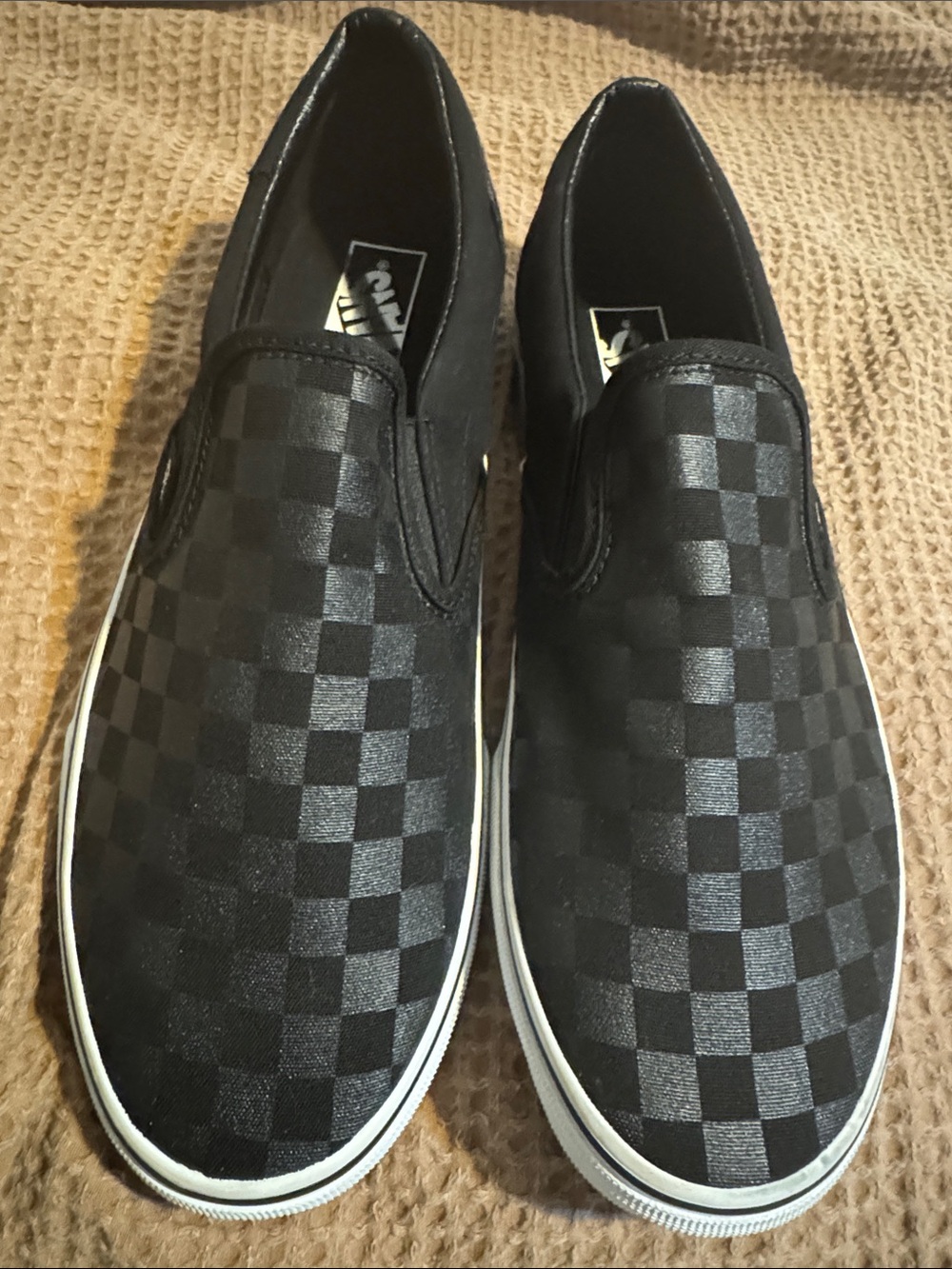 Vans Black Checkerboard Slip-On Canvas Loafers